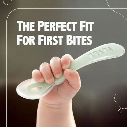 Beaba - 2nd Age Silicone Baby Spoon - Misty Green