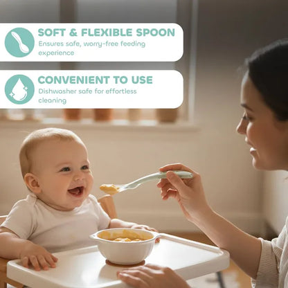 Beaba - 2nd Age Silicone Baby Spoon - Misty Green
