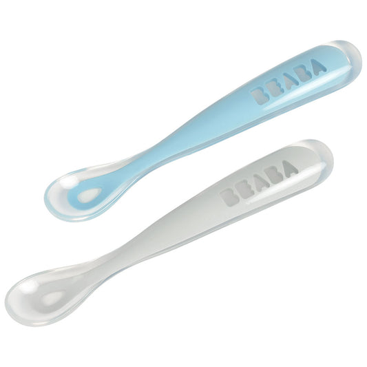 Beaba - Silicone Spoon 1st Age 2pcs Set - Windy Blue