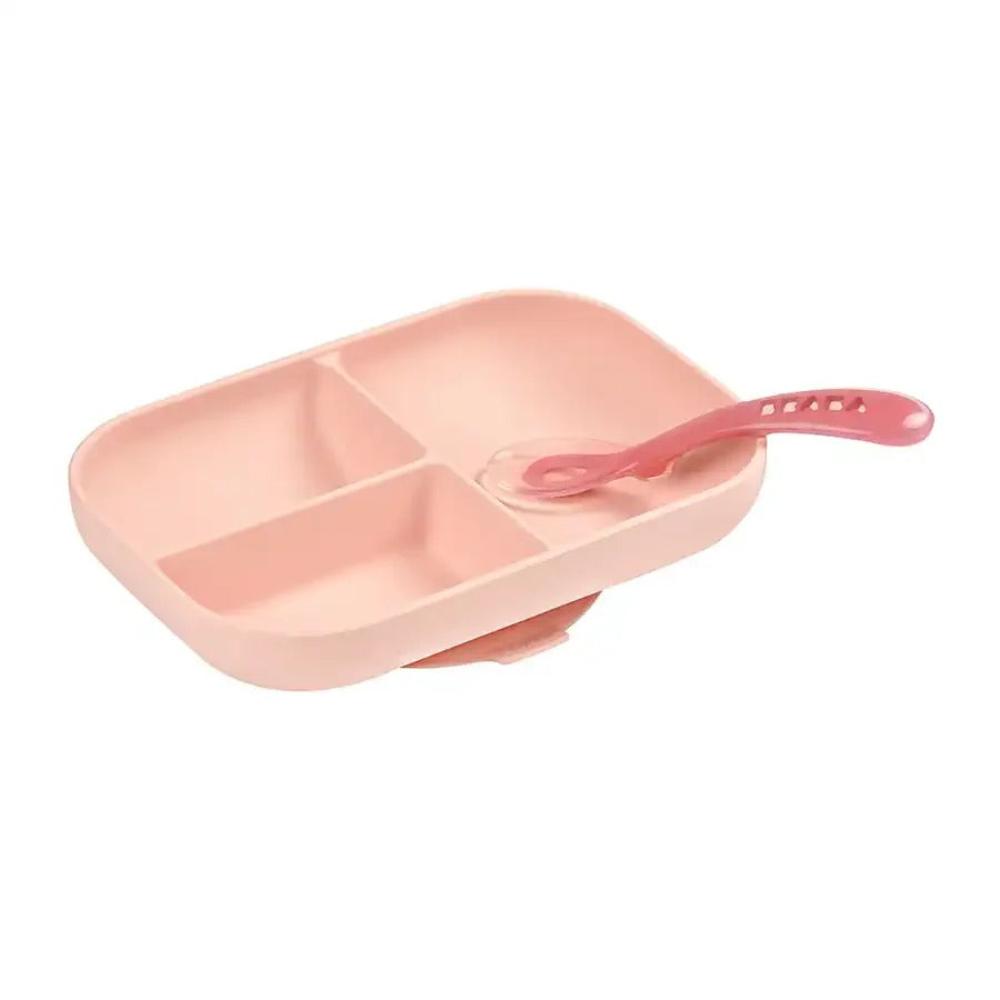 Beaba - Silicone Suction Divided Plate - Pink