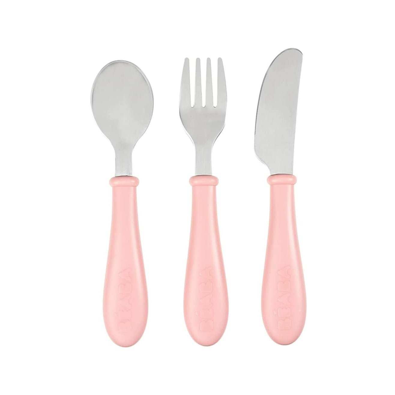 Beaba - Stainless Steel Training Cutlery - Old Pink