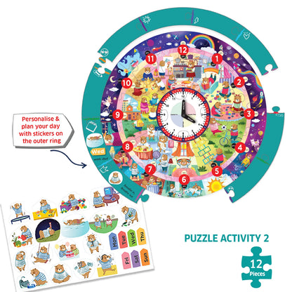Chalk N Chukles Busy Bear's Day-Tell the Time Puzzle