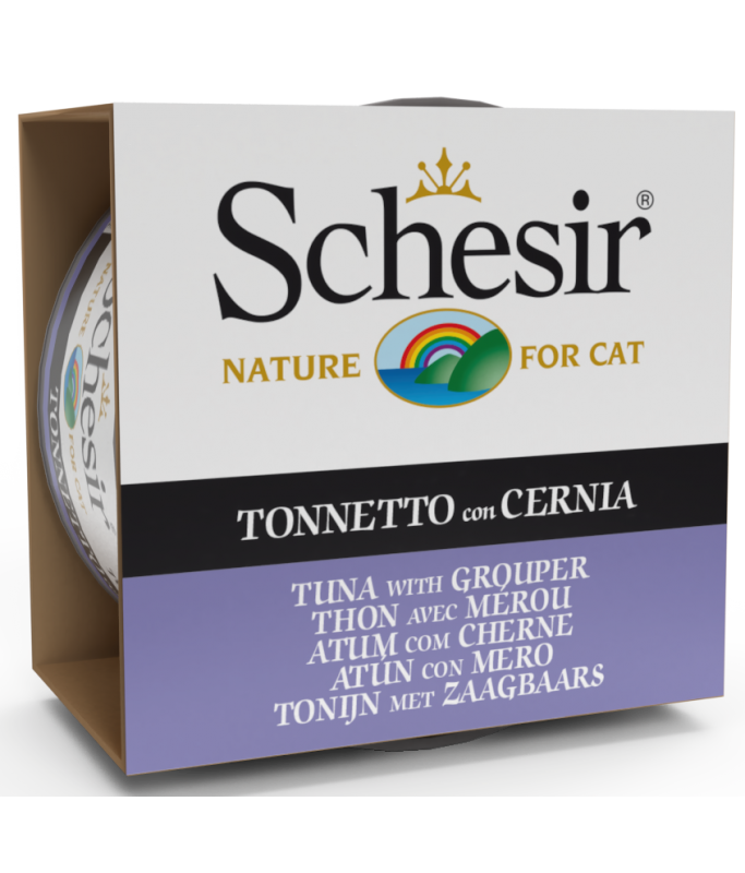 Schesir Cat Can Tuna With Grouper Wet Food In Jelly for Cats 85gm