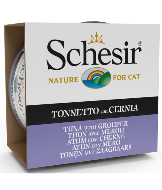 Schesir Cat Can Tuna With Grouper Wet Food In Jelly for Cats 85gm