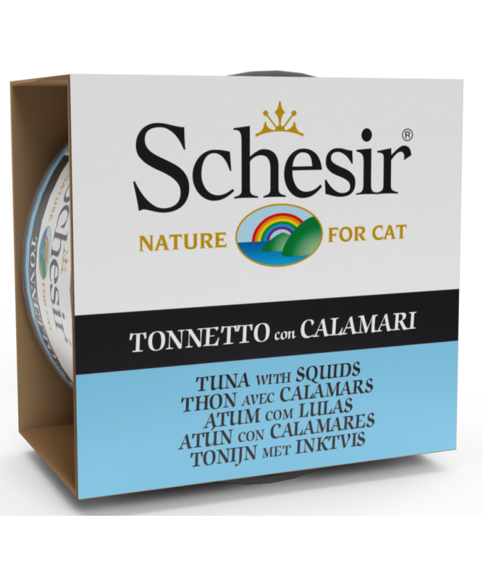 Schesir Cat Can Tuna With Squid Wet Food In Jelly for Cats 85gm