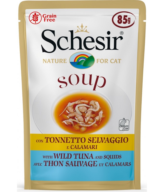 Schesir Cat Pouch Soup Wild Tuna And Squids 85gm