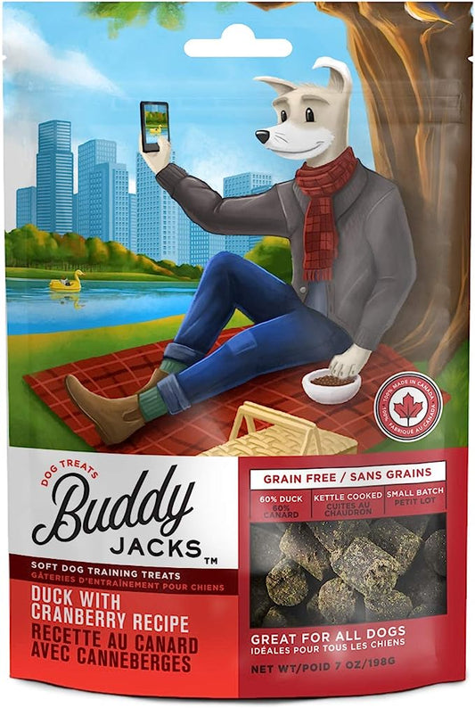 Buddy Jack's Soft Dog Training Treats Grain Free Duck with Cranberry Recipe 7oz / 198gm