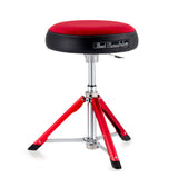Pearl D-1500 Series Drummer's Throne with Red Cloth Seat Top and Red Gas Lift Base