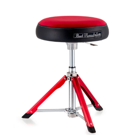 Pearl D-1500 Series Drummer's Throne with Red Cloth Seat Top and Red Gas Lift Base