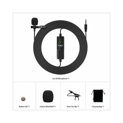 Synco S8 BK 8M Cable Lightweight Wired Microphone – Black