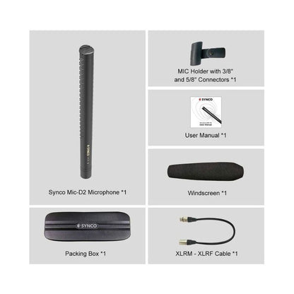 Synco Mic-D2 BK XLR Hypercardioid Shotgun Microphone – Black