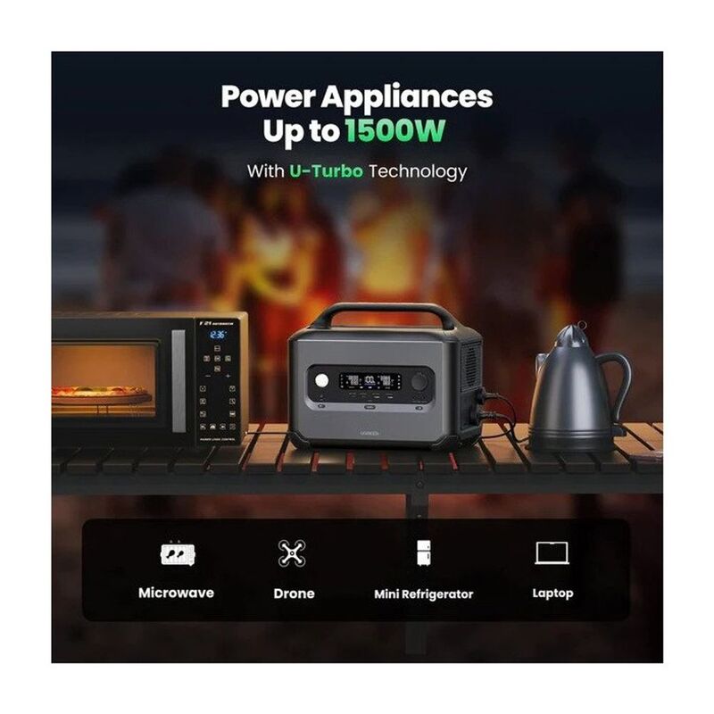 UGreen Powerroam 600W 680Wh Lifeo4 Battery Backup Solar Generator - Black