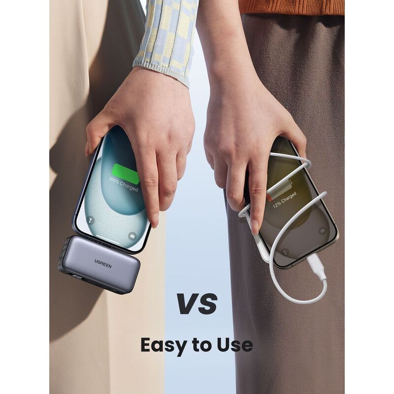 UGreen Mini Powerbank 5000mAh 20W PD Fast Charging Led Display - Port Grey