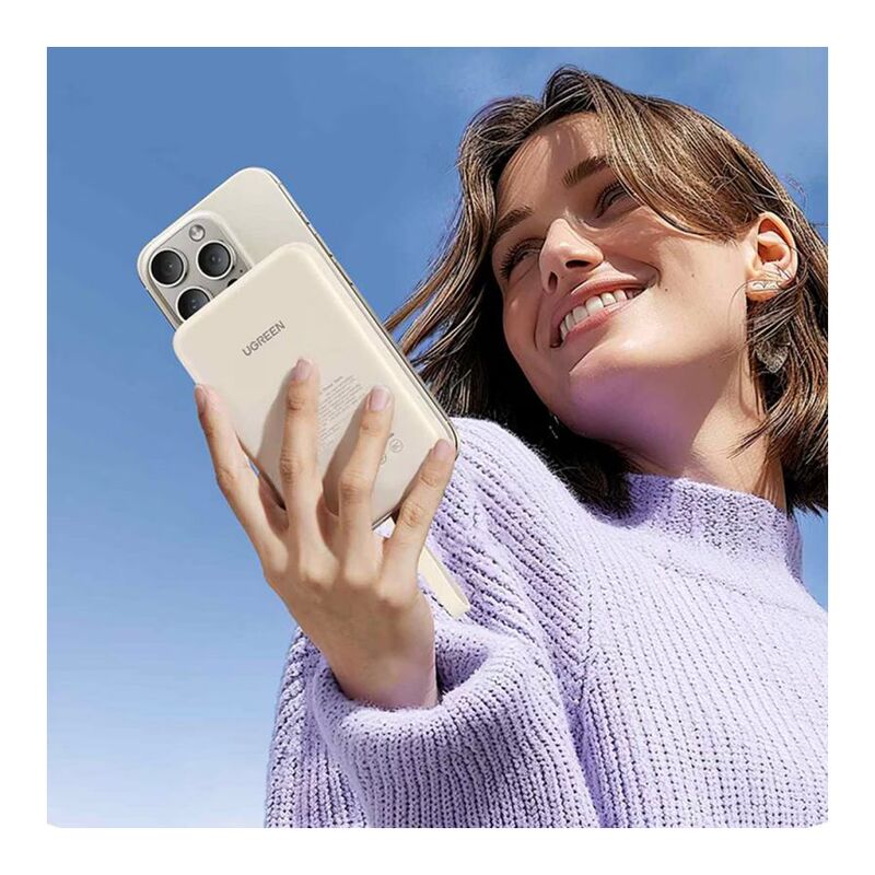 UGreen PB760 10000mAh Mini Magnetic Wireless 20W Power Bank USB - White