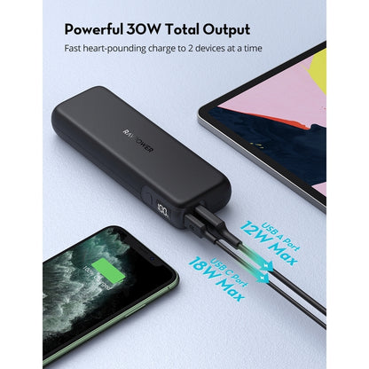 RavPower RP-Pb203 PD Pioneer 15000mAh 30W 2-Port Portable Charger USB-C Power Bank - Black