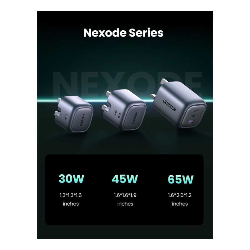 UGreen Nexode 45WPD GaN Foldable Fast Charger UK - Space Gray