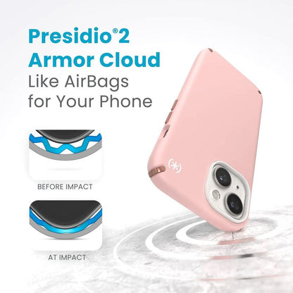 Speck Presidio2 Pro iPhone 15 Case - Dahlia Pink/Rose Copper