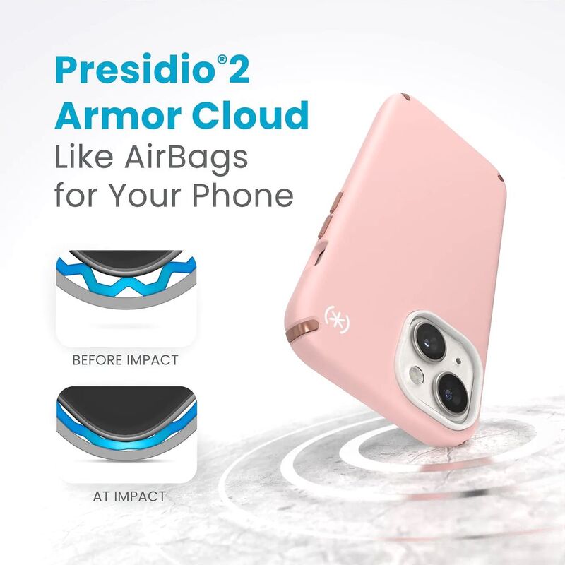 Speck Presidio2 Pro iPhone 15 Case - Dahlia Pink/Rose Copper