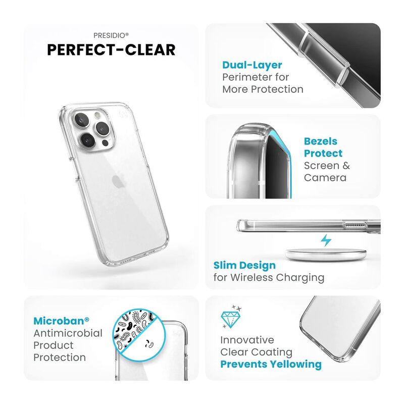Speck Presidio Perfect-Clear iPhone 15 Pro Cases - Clear