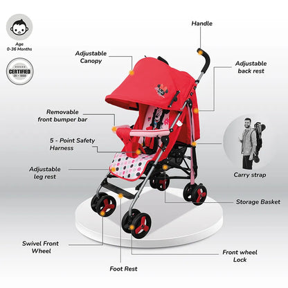 Disney Minnie Mouse Licensed Character Baby/Kids Lightweight Stroller