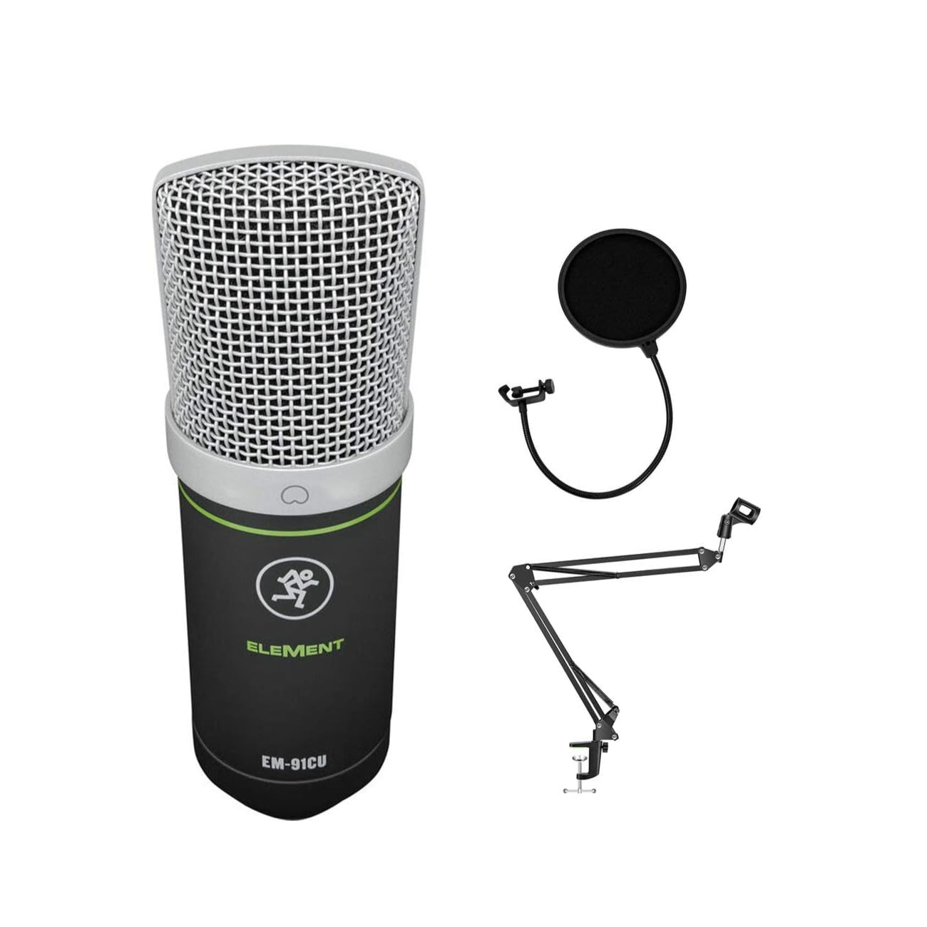 Mackie - EM-91CU+ Large-Diaphragm USB Condenser Cardioid Microphone Includes Shockmount with Headphone Output and Onboard Mute