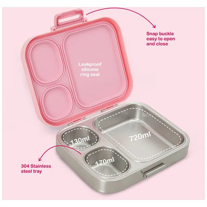 Eazy Kids - 3 Compartment Stainless Steel Bento Lunch Box 1020ml