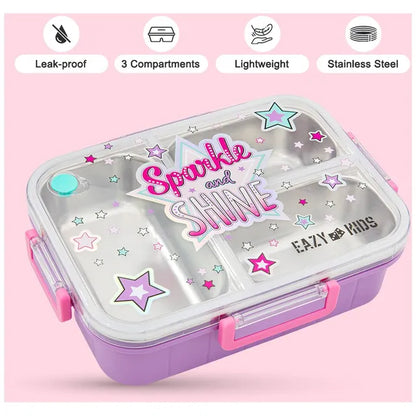 Eazy Kids - 3 Compartment Stainless Steel Bento Lunch Box