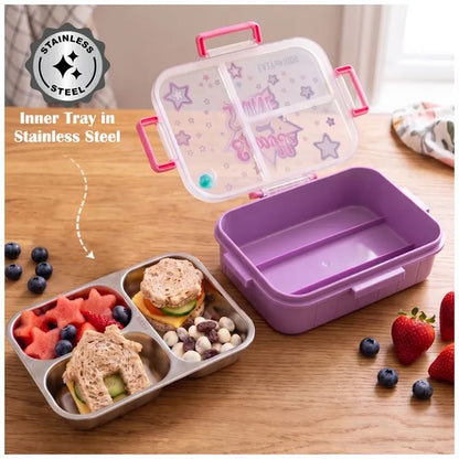 Eazy Kids - 3 Compartment Stainless Steel Bento Lunch Box