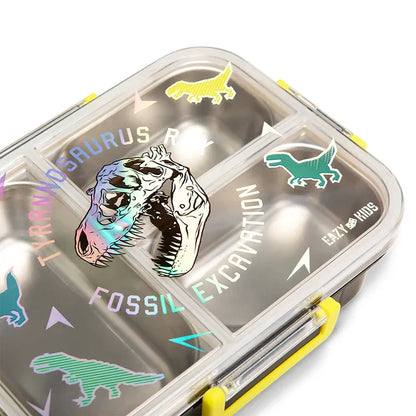 Eazy Kids - 3 Compartment Stainless Steel Bento Lunch Box - T-Rex - 800 ml