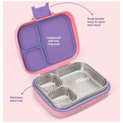 Eazy Kids - 3 Compartment Stainless Steel Lunch Box 710 ml