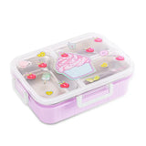 Eazy Kids - 3 Compartment Steel Bento Lunch Box 800ml - Cup Cake Purple
