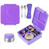 Eazy Kids - 3/4 Compartment Convertible Bento Lunch Box Set - Purple - 1600 ml