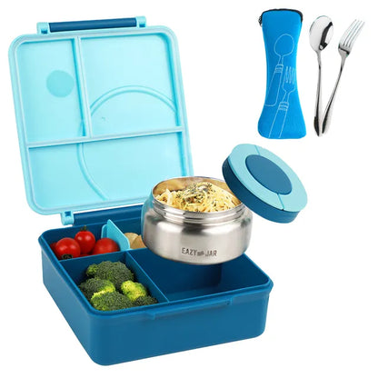 Eazy Kids - 3/4 Jumbo Lunch Box With Bowl, Spoon And Fork