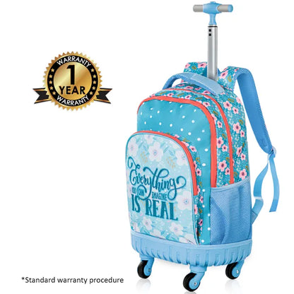 Eazy Kids - 18" 4-wheel School Trolley 3Pc Set - Flora Edition