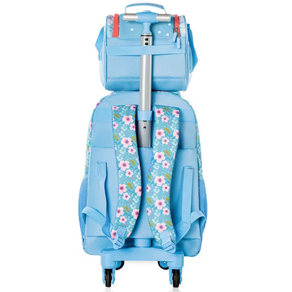Eazy Kids - 18" 4-wheel School Trolley 3Pc Set - Flora Edition