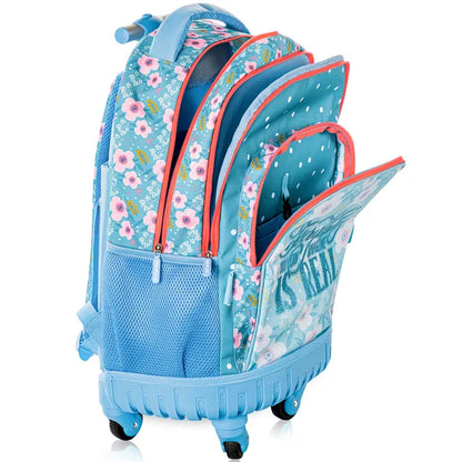 Eazy Kids - 18" 4-wheel School Trolley 3Pc Set - Flora Edition