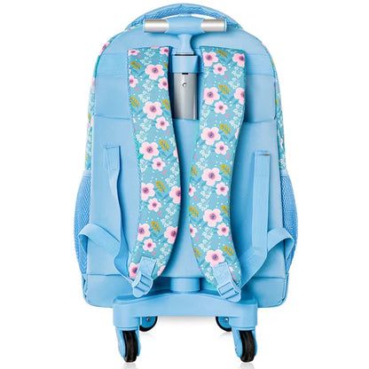 Eazy Kids - 18" 4-wheel School Trolley 3Pc Set - Flora Edition