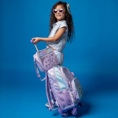 Eazy Kids - 17" 4-wheel Trolley School Bag 3Pc Set - Love Purple