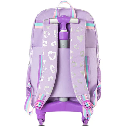 Eazy Kids - 17" 4-wheel Trolley School Bag 3Pc Set - Love Purple