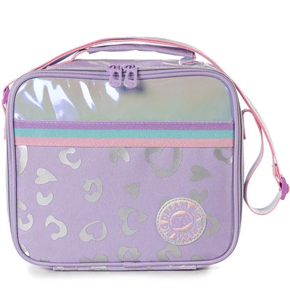 Eazy Kids - 17" 4-wheel Trolley School Bag 3Pc Set - Love Purple