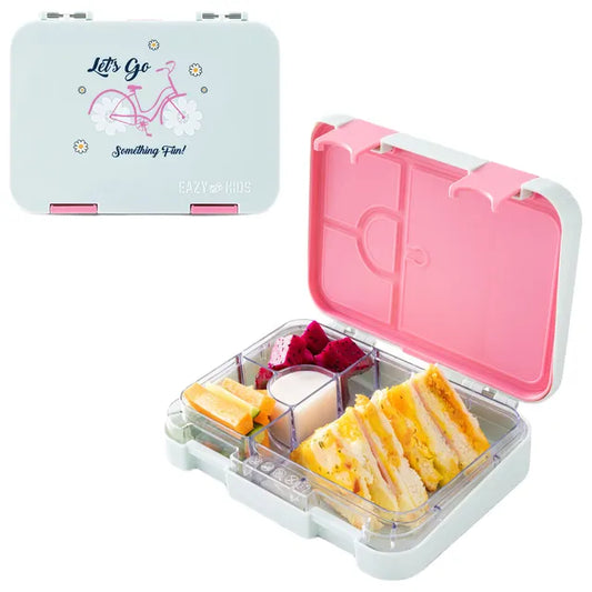Eazy Kids - 4 Compartment Bento Lunch Box - Bicycle Grey