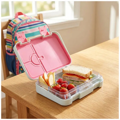 Eazy Kids - 4 Compartment Bento Lunch Box - Bicycle Grey