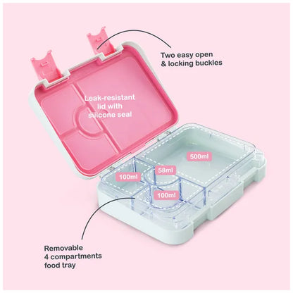 Eazy Kids - 4 Compartment Bento Lunch Box - Bicycle Grey