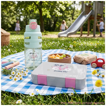 Eazy Kids - 4 Compartment Bento Lunch Box - Bicycle Grey