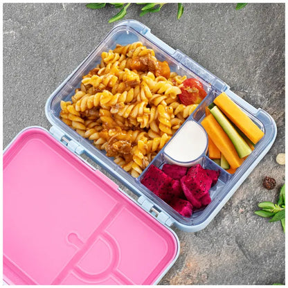 Eazy Kids - 4 Compartment Bento Lunch Box - Flamingo Aqua