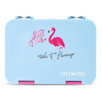 Eazy Kids - 4 Compartment Bento Lunch Box - Flamingo Aqua