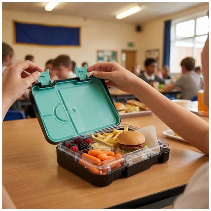 Eazy Kids - 4 Compartment Bento Lunch Box - Gamer Black