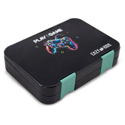 Eazy Kids - 4 Compartment Bento Lunch Box - Gamer Black