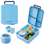 Eazy Kids - 4 Compartments Jumbo Bento Lunch Box With Thermos & Dip Jar