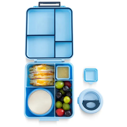 Eazy Kids - 4 Compartments Jumbo Bento Lunch Box With Thermos & Dip Jar
